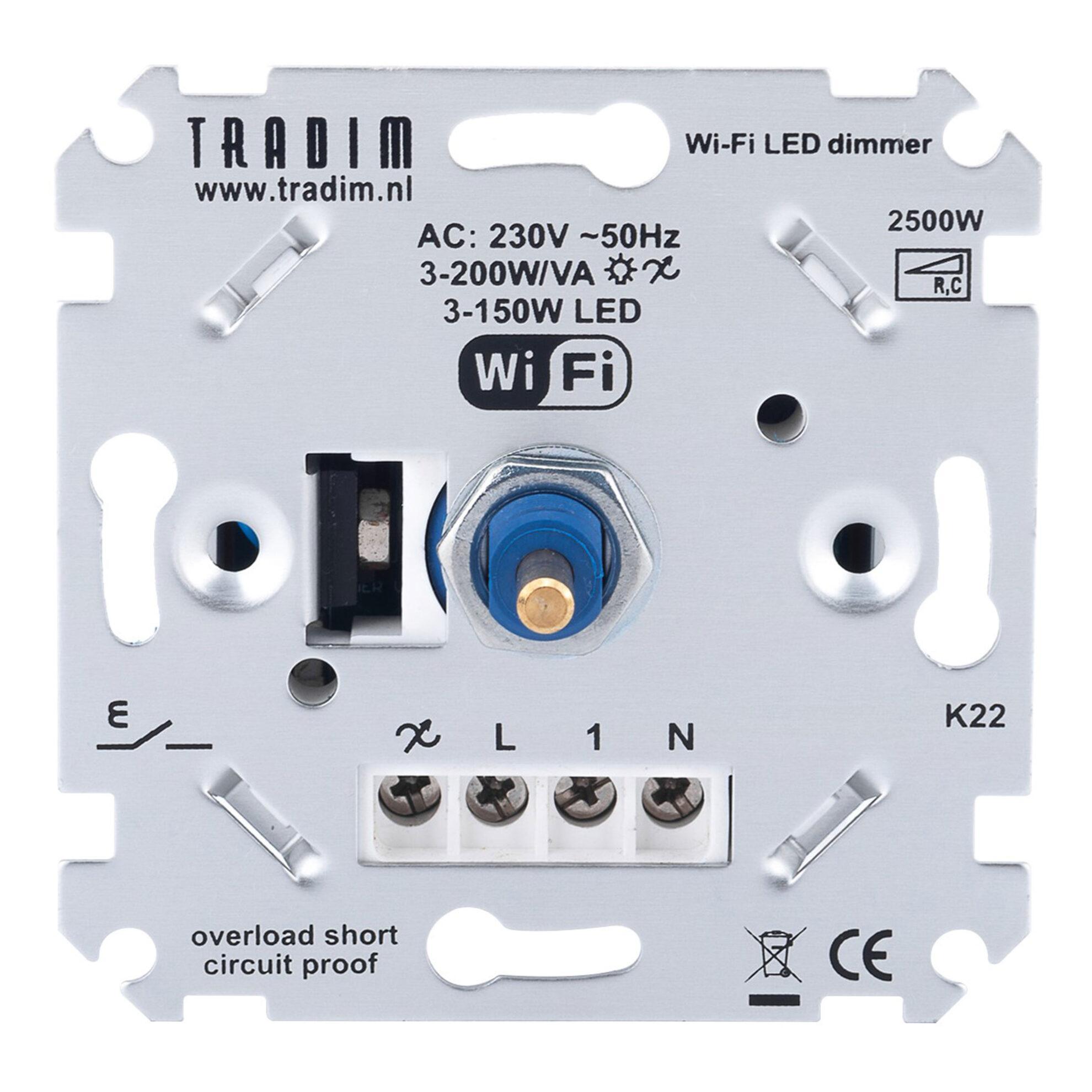 Wifi wanddimmer 3-200W/VA - 2500W - Tradim